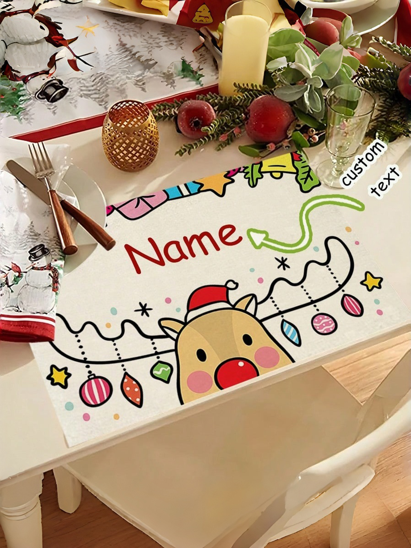 Personalized Christmas Reindeer Placemats